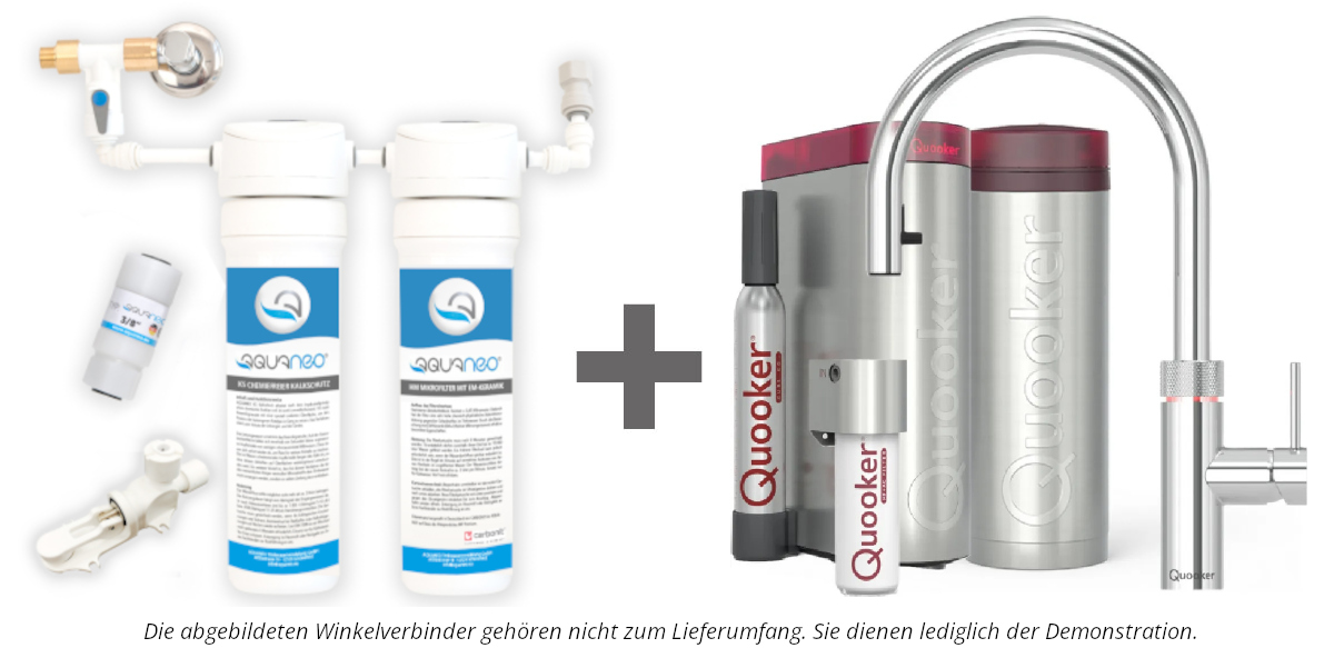 AQUANEO-Vital-Quooker AQUANEO-Vital DeLuxe - Quooker PRO3 & CUBE mit Multifunktionswasserhahn Flex verchromt glänzend